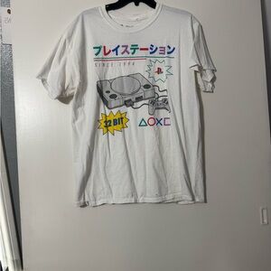 White Graphic T-Shirt with PlayStation Design
